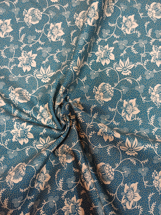 Floral blau/cru